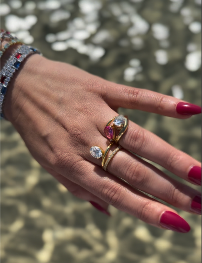 Sterling Silver Gold Plated Moissanite Ring