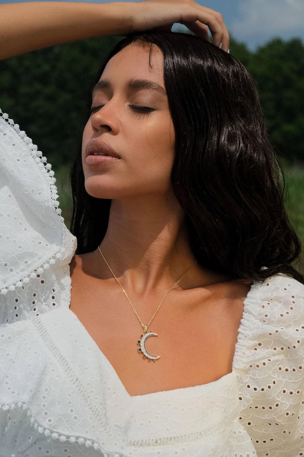 Emerald Green Crescent Moon Necklace