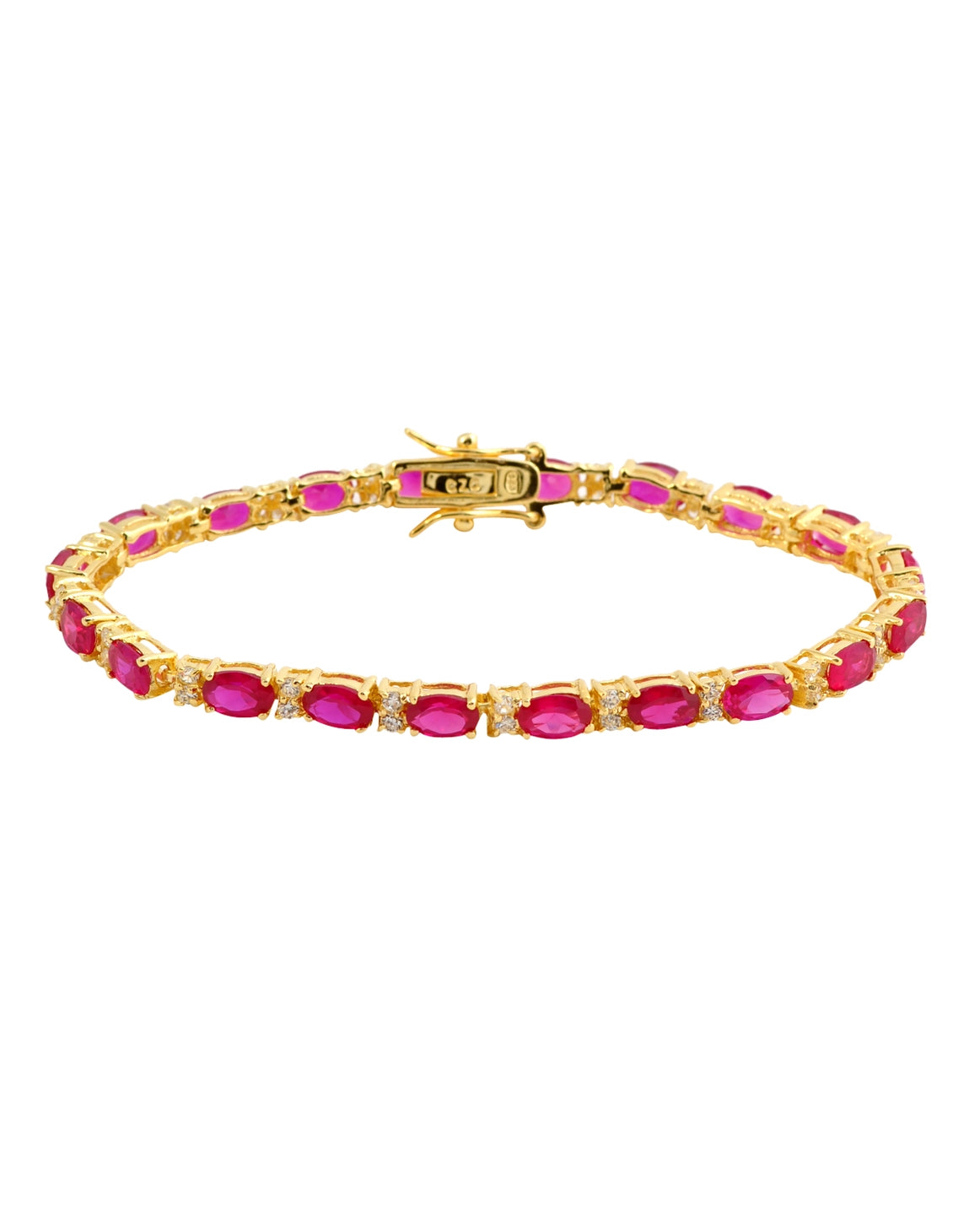 Sterling Silver Ruby Cubic Zirconia Tennis Bracelet