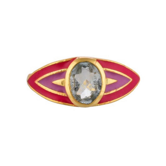 Amethyst Enamel Gold Vermeil Over Silver Ring