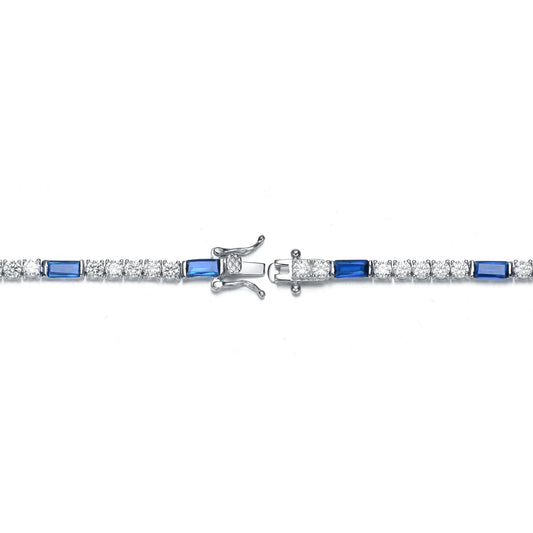 Sterling silver White & Blue Tennis bracelet