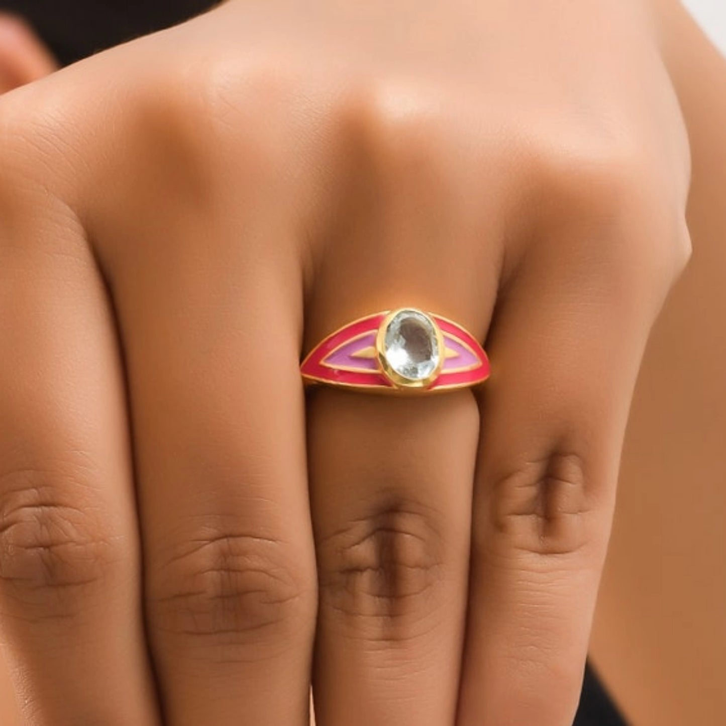 Amethyst Enamel Gold Vermeil Over Silver Ring