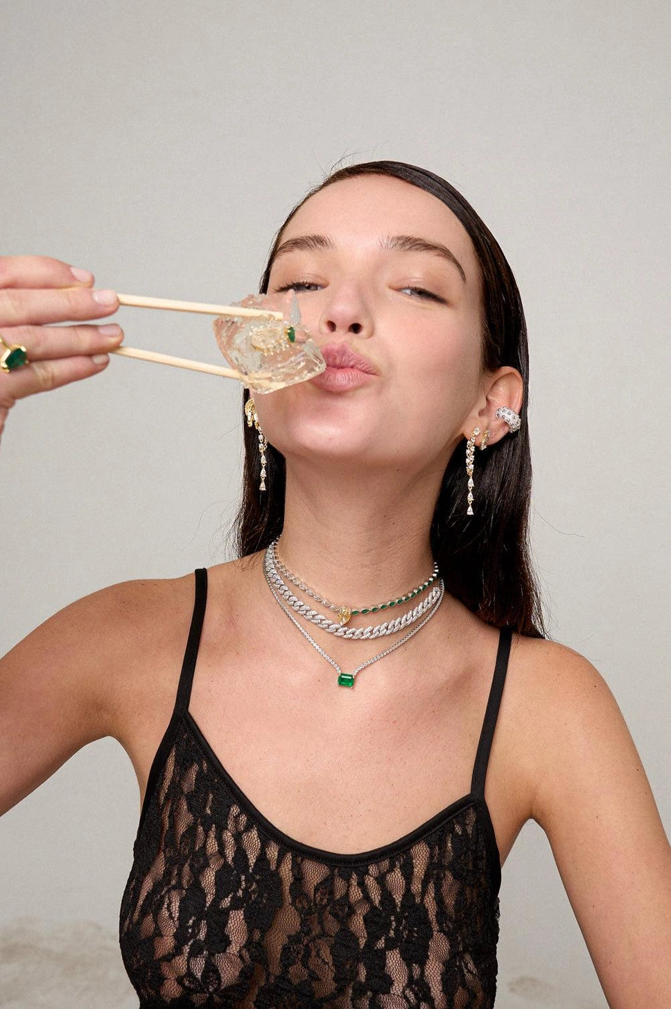 Emerald Green Tennis Moissanite Necklace