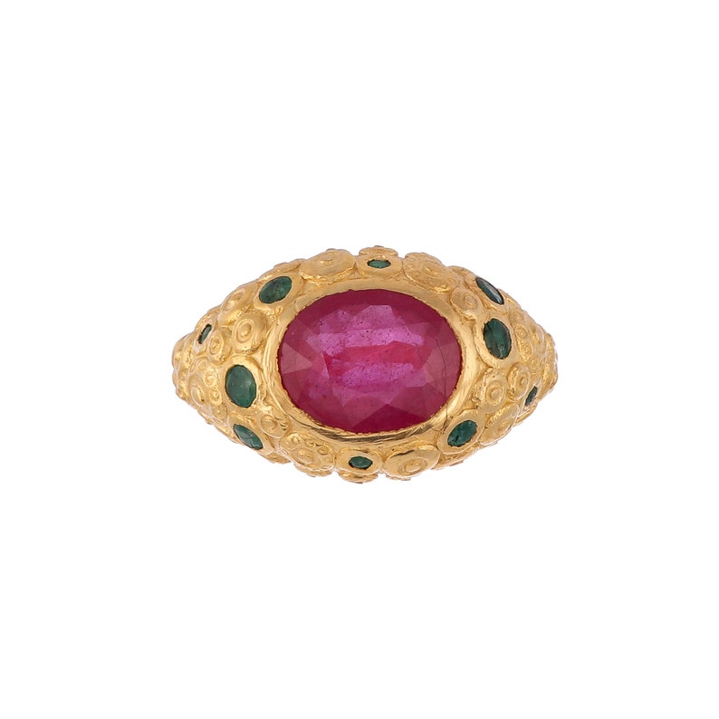 Sliding Out Genuine Ruby & Emerald Sterling Silver Ring