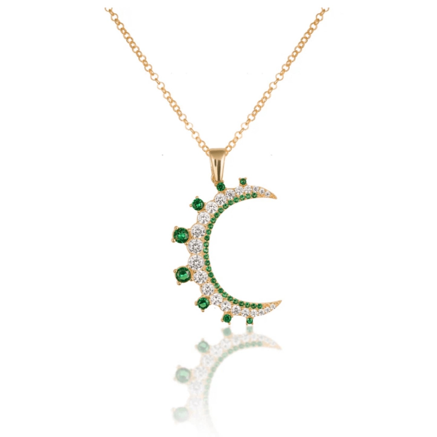 Emerald Green Crescent Moon Necklace