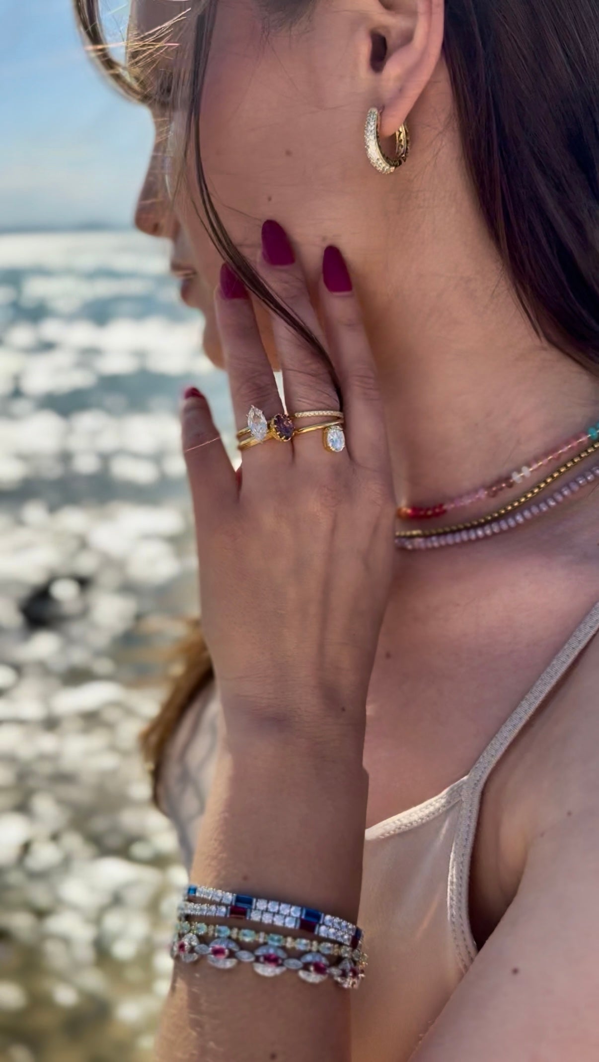 Sterling Silver Ruby Inspired Bracelet