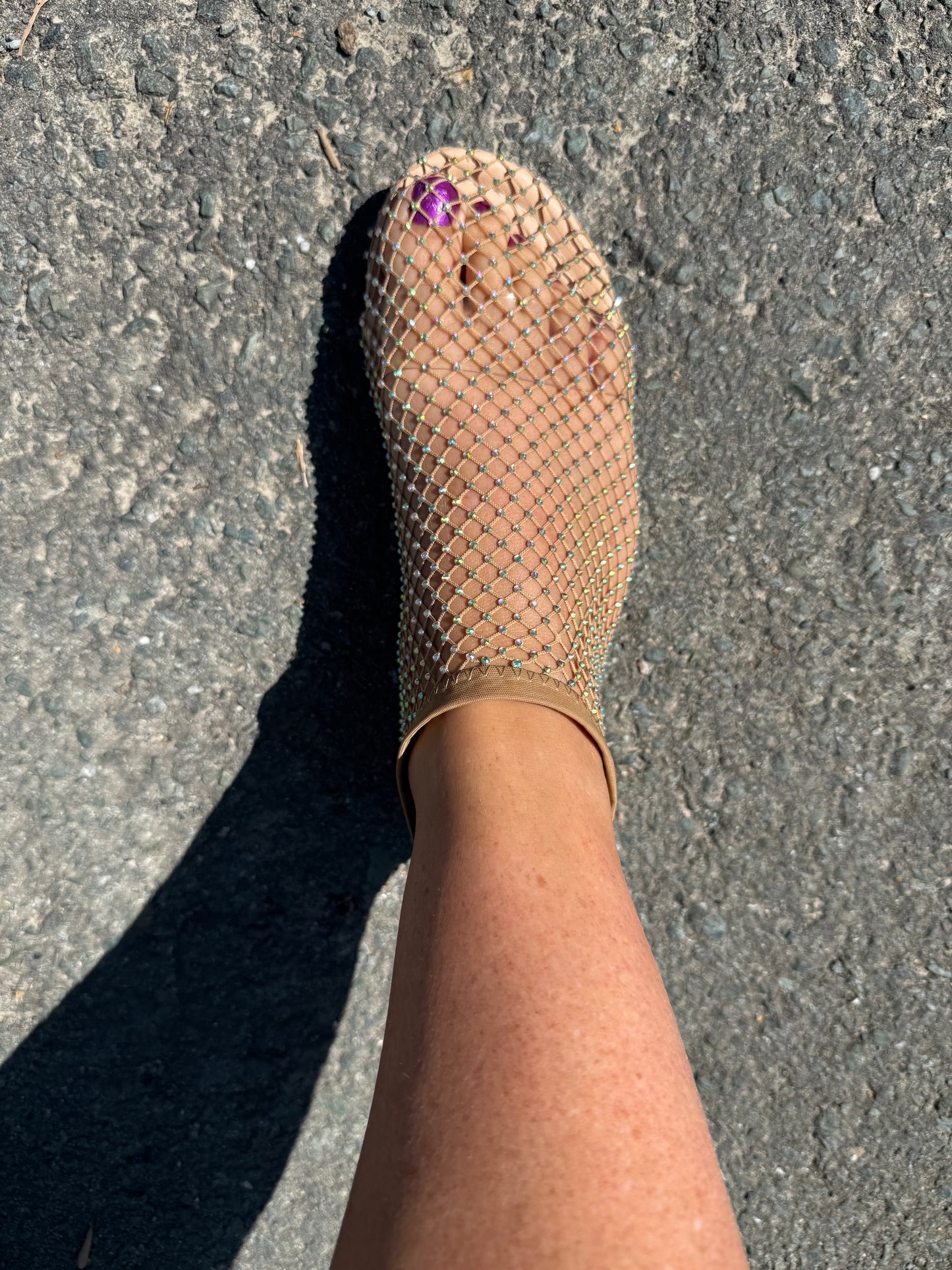 Jewelled Nude Sock Shoes