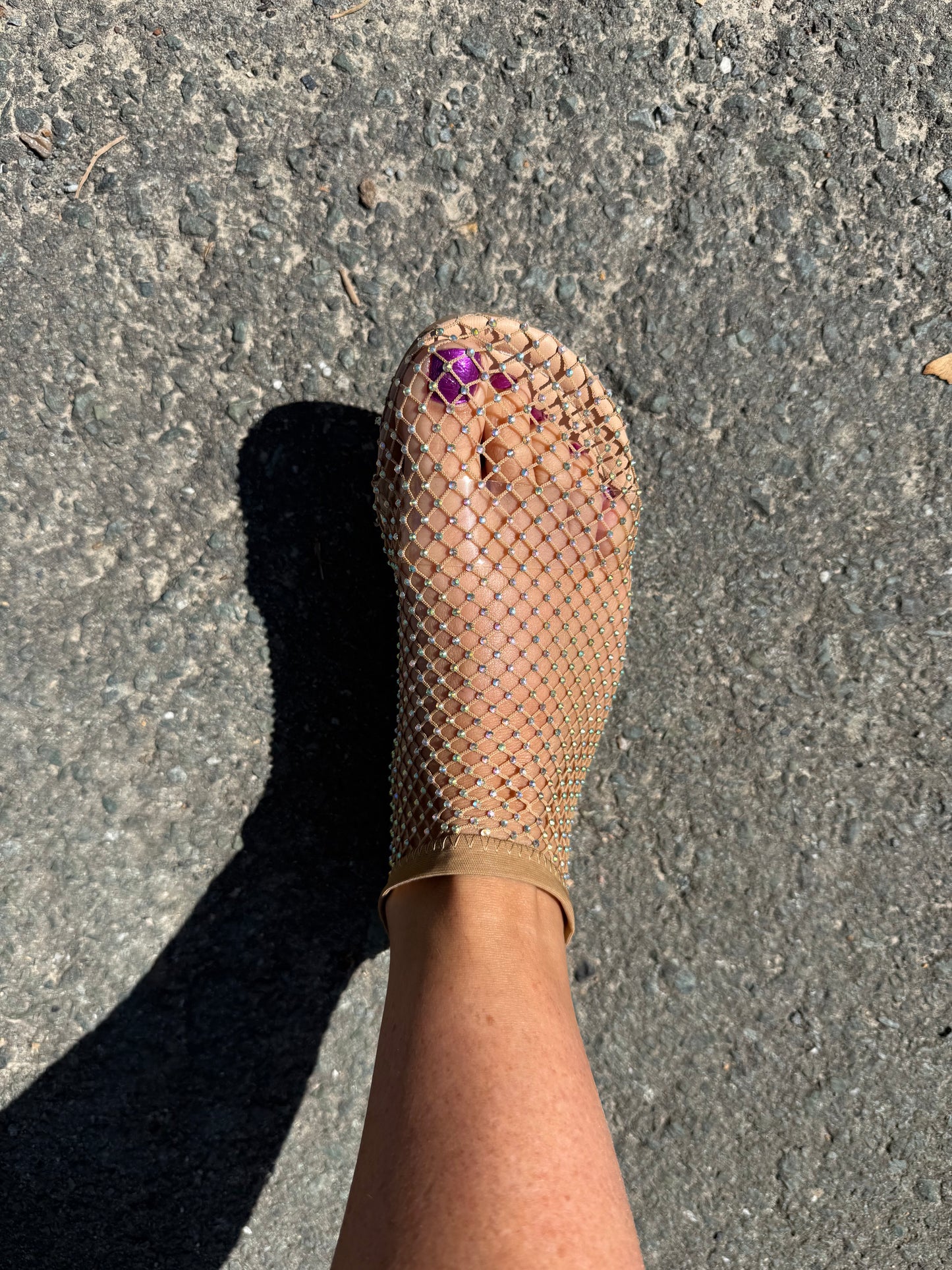 Jewelled Nude Sock Shoes