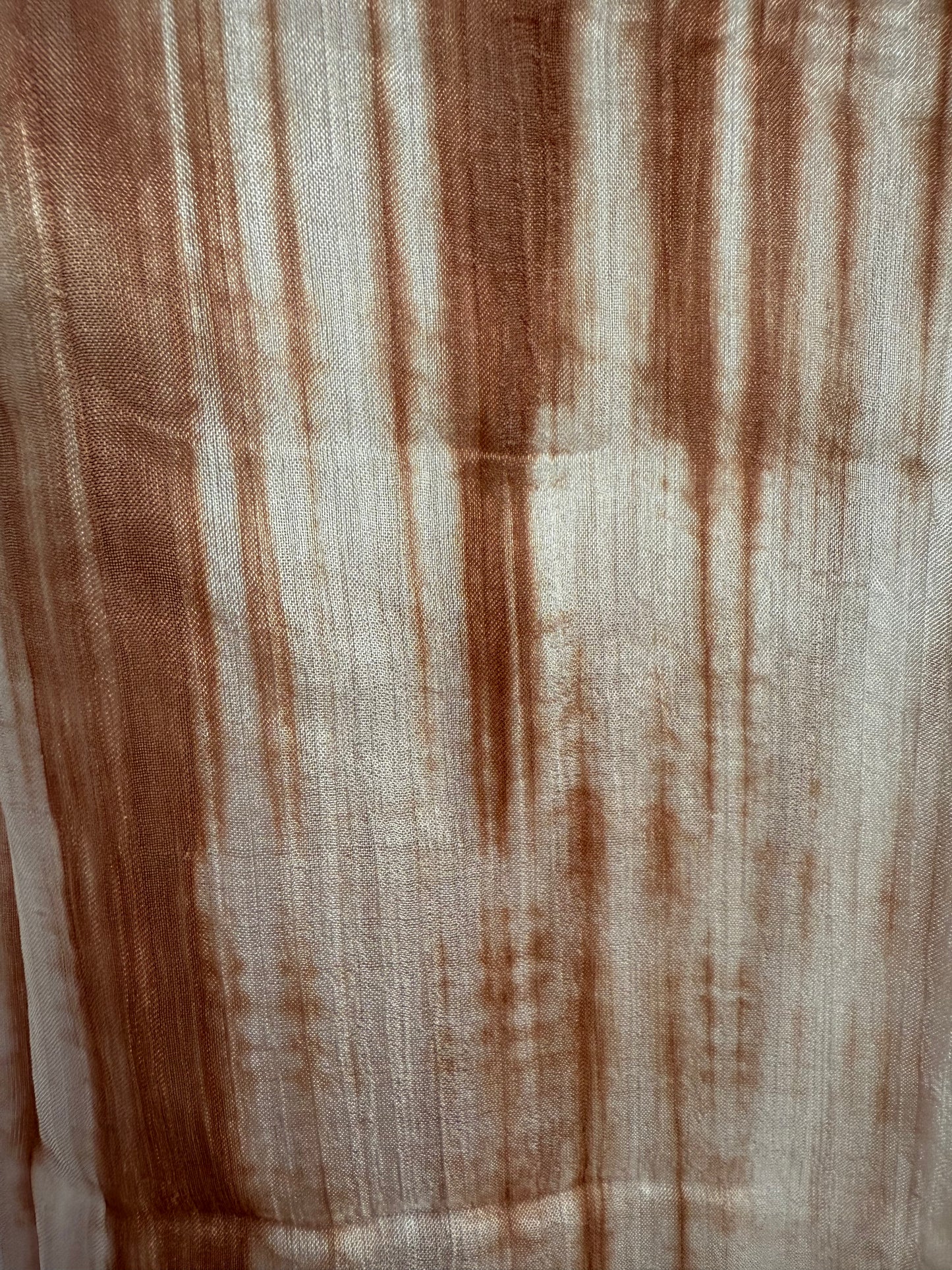 Pure Silk Scarf White & Brown.