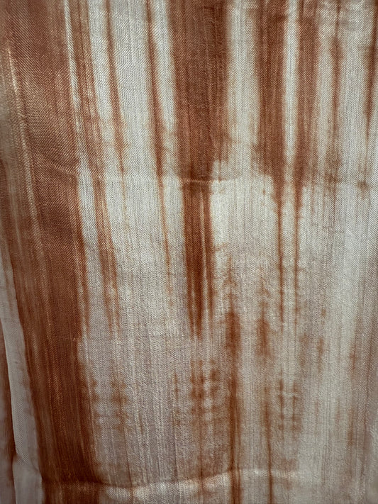 Pure Silk Scarf White & Brown.