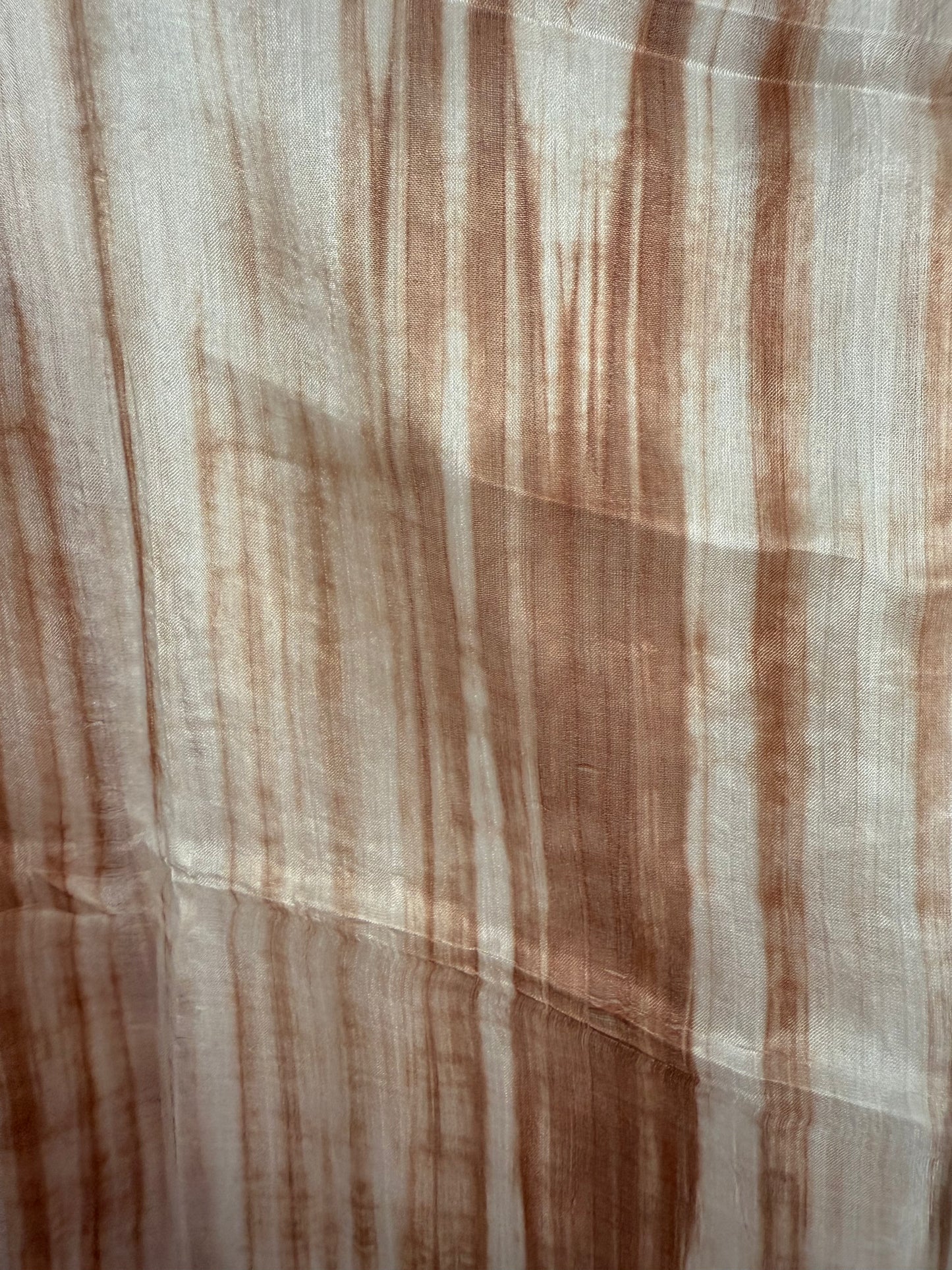 Pure Silk Scarf White & Brown.