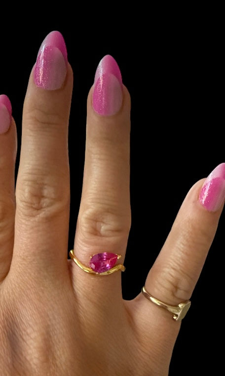 Gold plated sterling silver pink ring