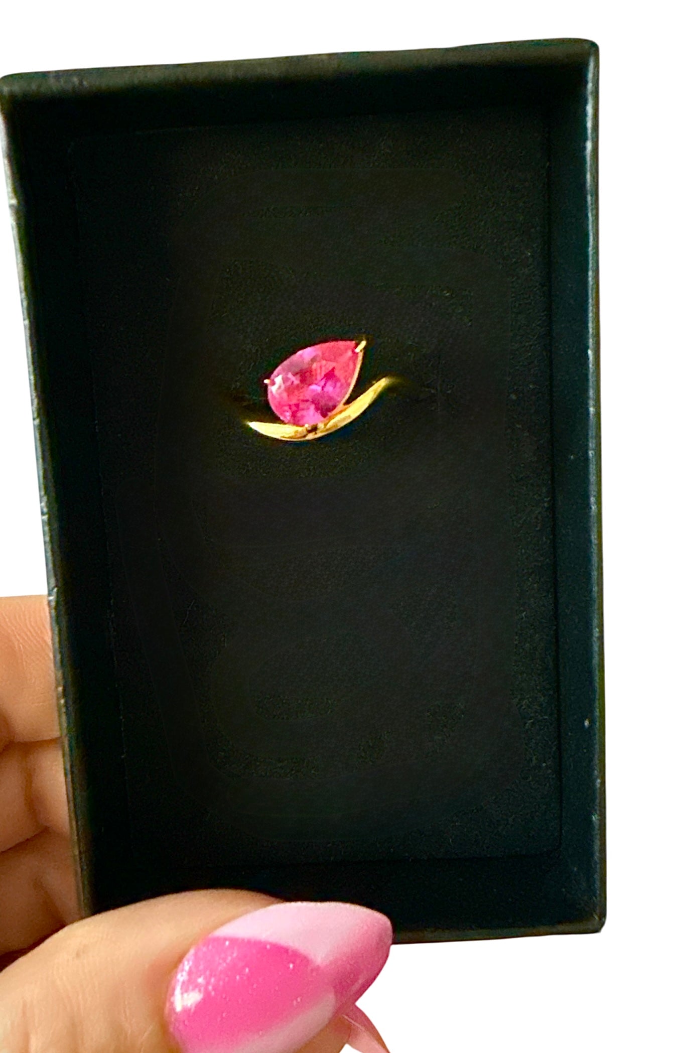 Gold plated sterling silver pink ring