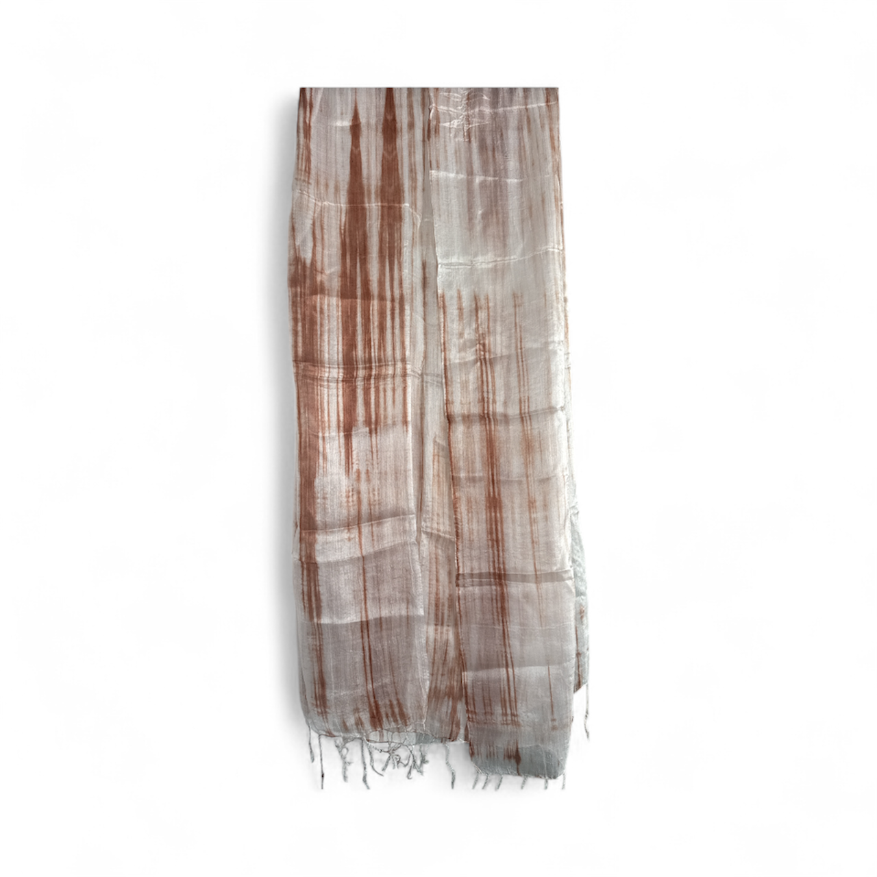 Pure Silk Scarf White & Brown.