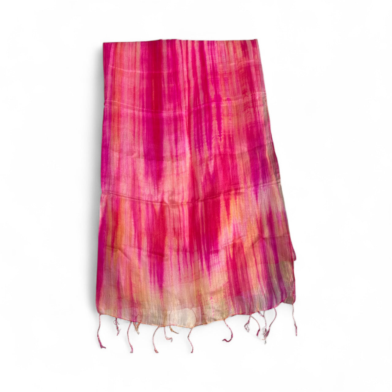 Pure Silk Scarf Pink, Orange and White.