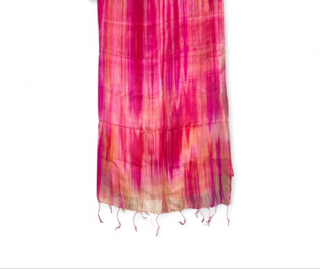 Pure Silk Scarf Pink, Orange and White.