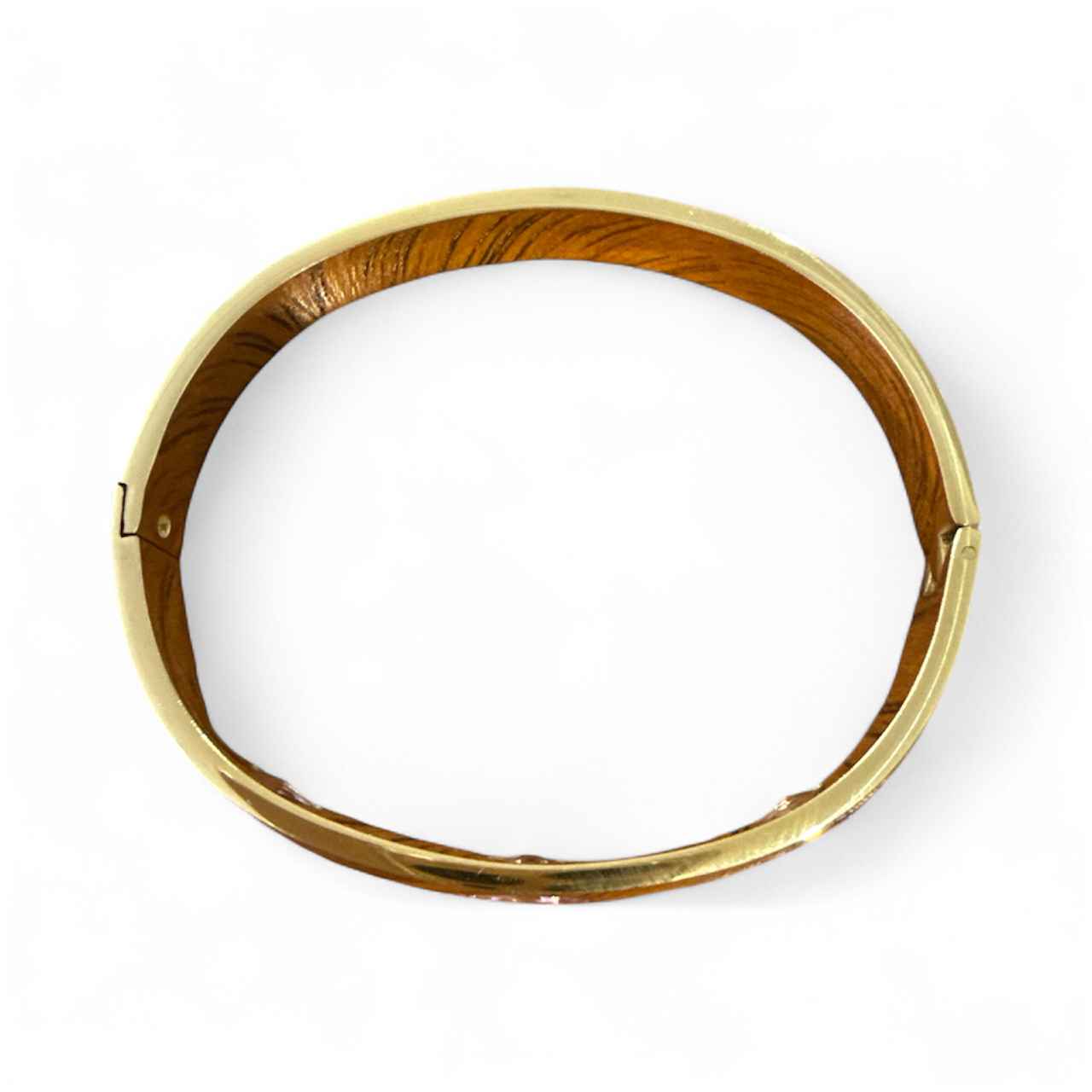 Gold Oval Bracelet Cuff with Pink Stones