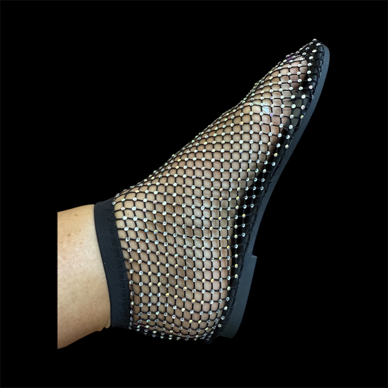 Jewelled Black Sock Shoes