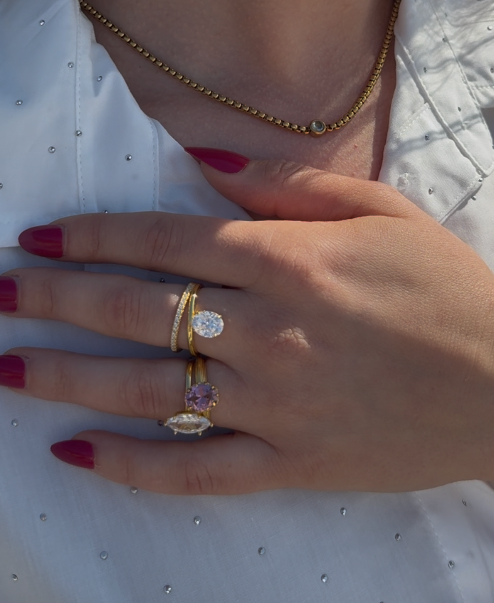 Sterling Silver Gold Plated Moissanite Ring