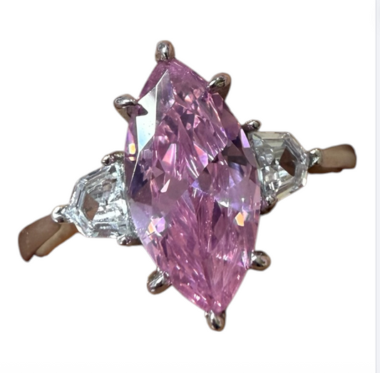 Sterling Silver Pink Zirconia Ring