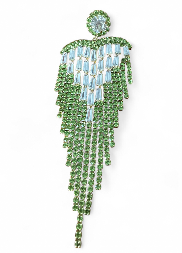 Green Drop Chandelier  Earrings