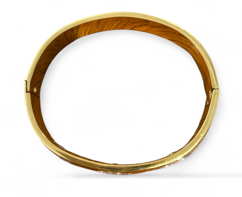 Gold Oval Bracelet Cuff with Stones