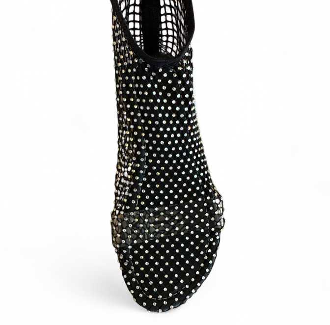 Jewelled Black Sock Shoes