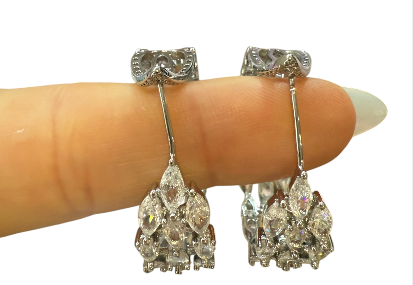 Sparkly Zirconia Silver Hoops