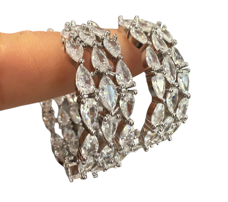 Sparkly Zirconia Silver Hoops