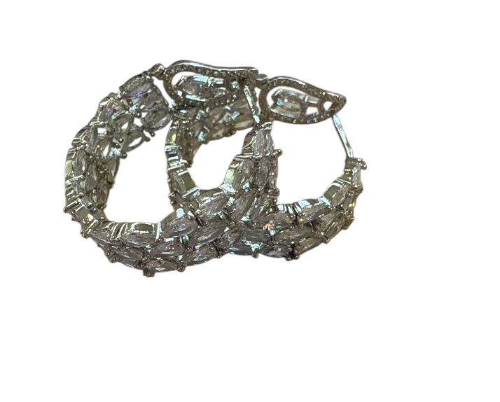Sparkly Zirconia Silver Hoops