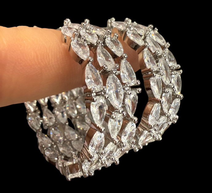 Sparkly Zirconia Silver Hoops