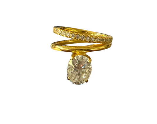 Sterling Silver Gold Plated Moissanite Ring