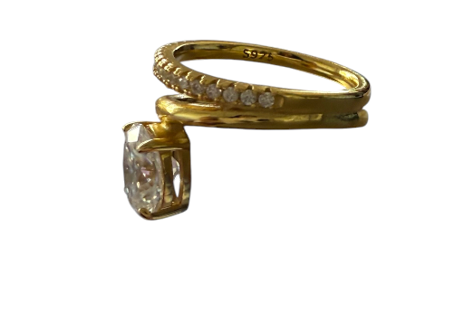 Sterling Silver Gold Plated Moissanite Ring