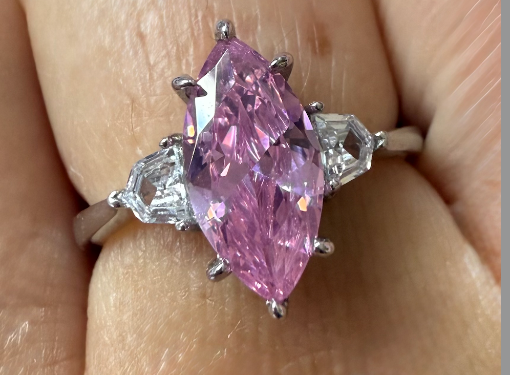 Sterling Silver Pink Zirconia Ring