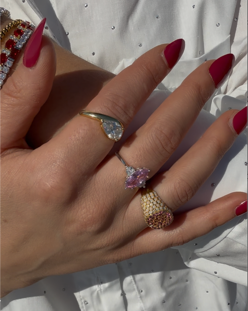 Sterling Silver Pink Zirconia Ring