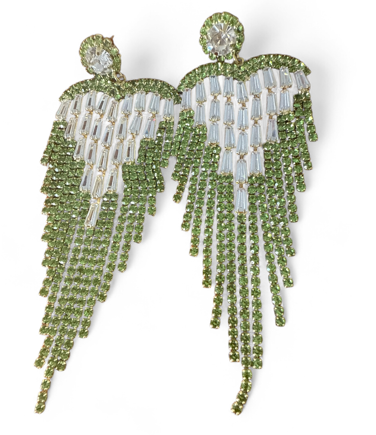 Green Drop Chandelier  Earrings