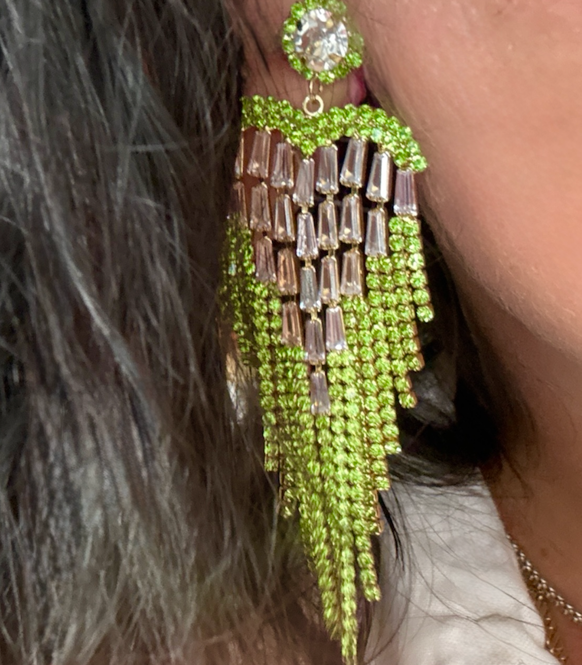Green Drop Chandelier  Earrings