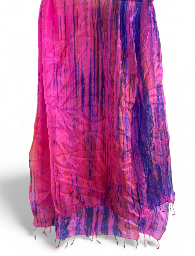 Pure Silk Scarf Blue, Pink, Red.