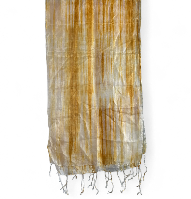 Pure Silk Scarf Yellow & White