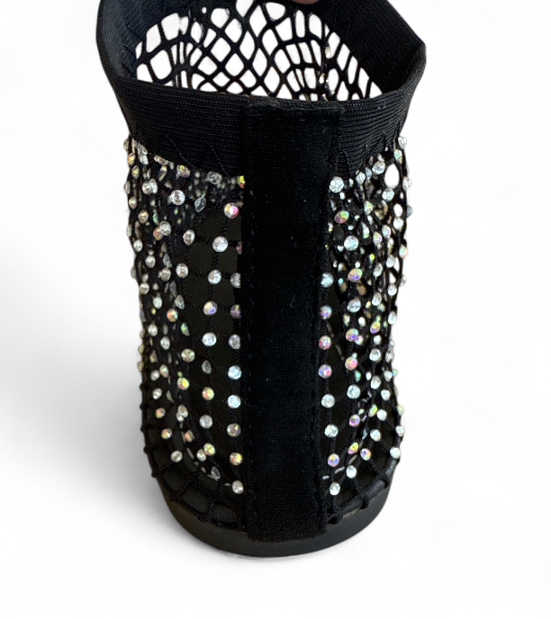 Jewelled Black Sock Shoes