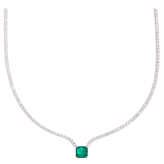 Emerald Green Tennis Moissanite Necklace