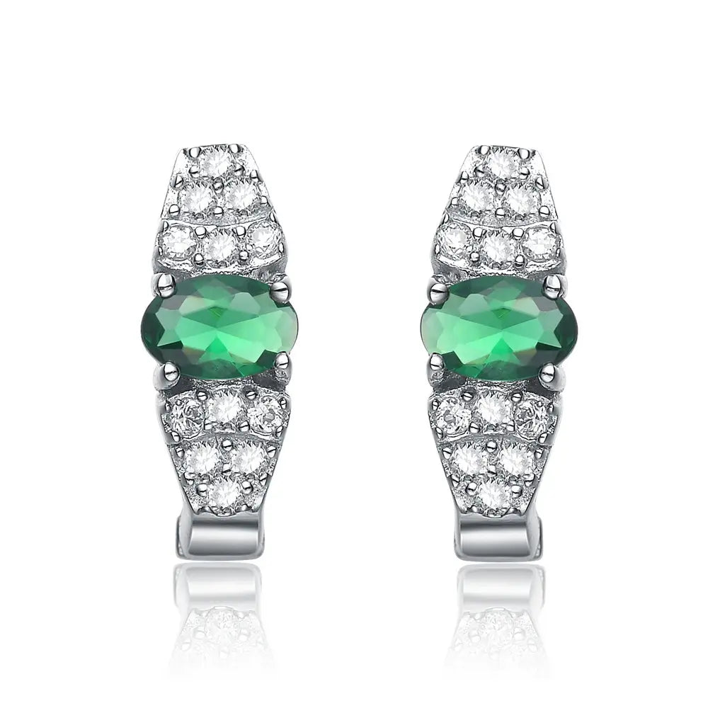 Sterling Silver C.Z. Emerald Inspired Huggie Earrings