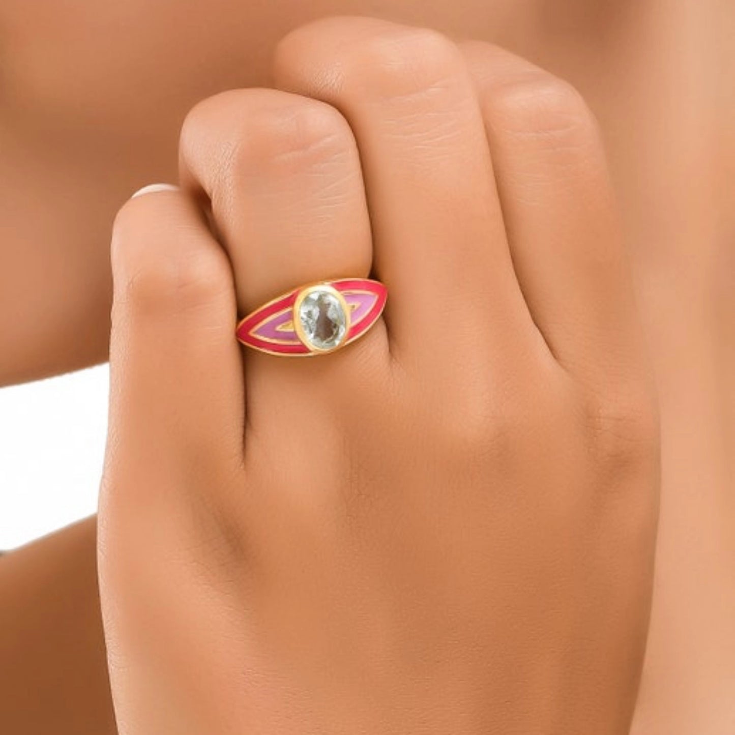 Amethyst Enamel Gold Vermeil Over Silver Ring