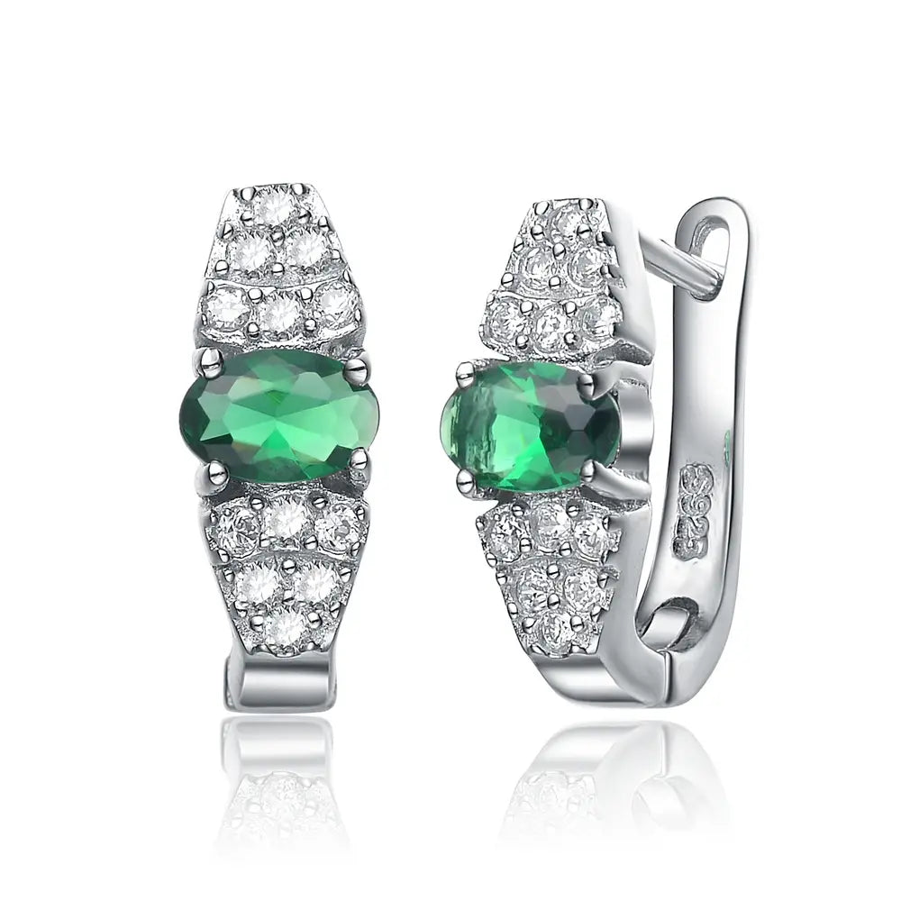 Sterling Silver C.Z. Emerald Inspired Huggie Earrings