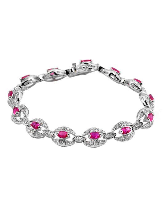 Sterling Silver Ruby Inspired Bracelet