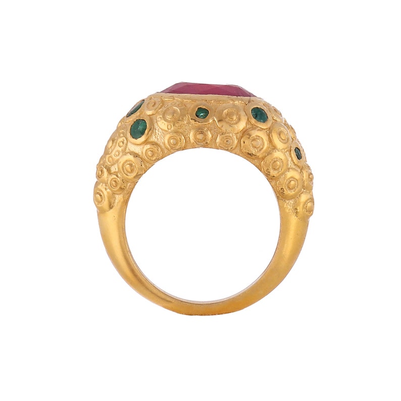 Sliding Out Genuine Ruby & Emerald Sterling Silver Ring