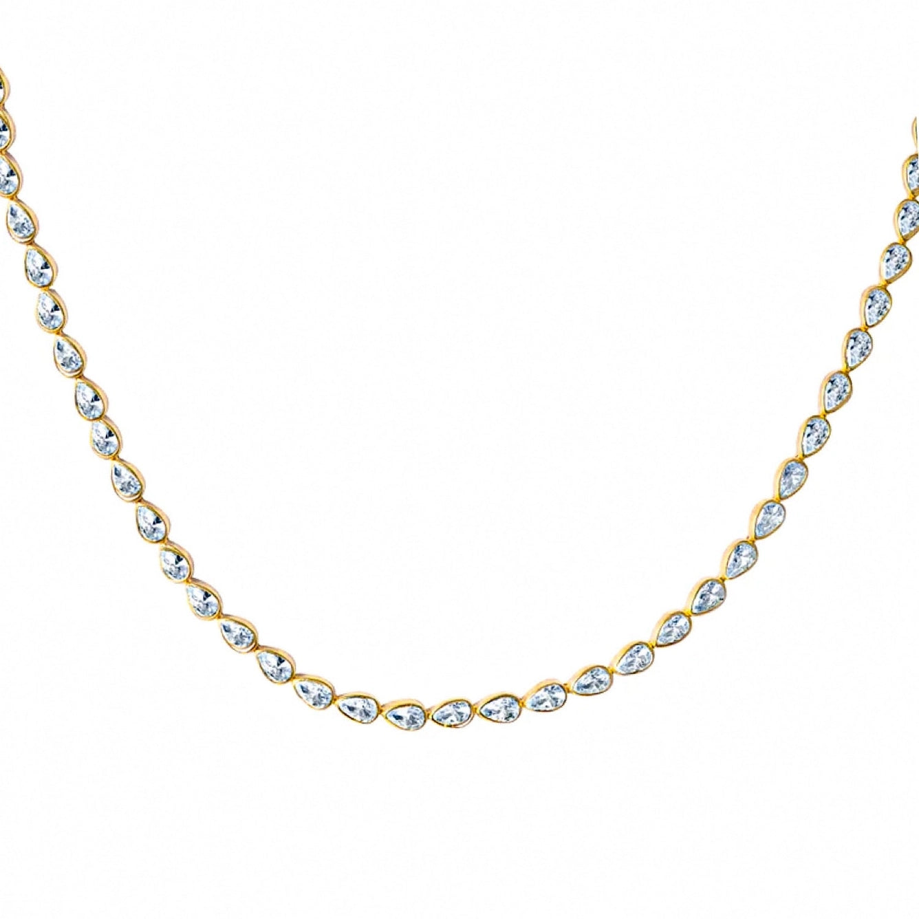 Pear Shaped Diamond Moissannite Tennis Choker Necklace